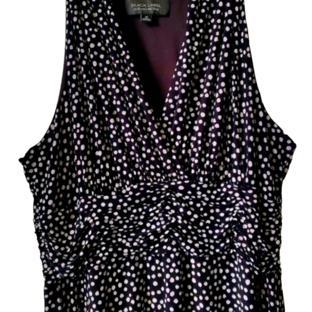 🔥Evan Picone Black and White Polka Dot Halter-Like Neckline🔥 - Picture 2 of 8